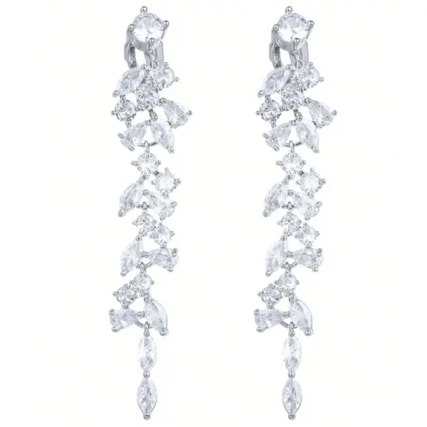 shiny leaf clip on earrings