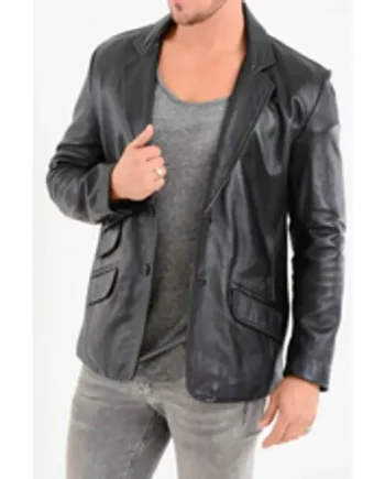 Men's Classic Fine Leather Blazer