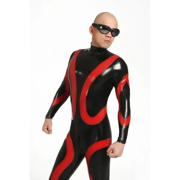 Latex Mens Loopy Loops Back Zipper Catsuit
