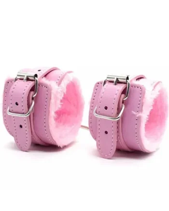 Leather handcuffs with fluff