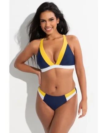 Palm Springs Colour Block Tab Brief - Yellow/Navy/White