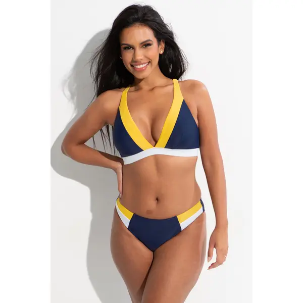Palm Springs Colour Block Tab Brief - Yellow/Navy/White