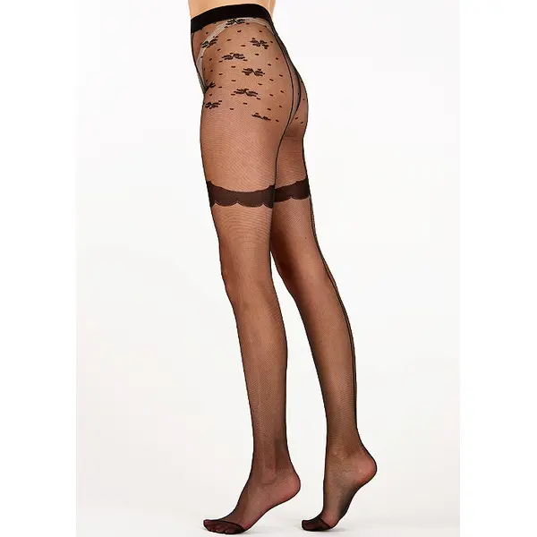 Pretty Polly Backseamed Tights With Patterned Body