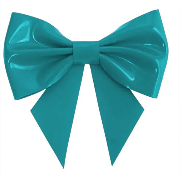 Latex Hair Bow in vibrant turquoise