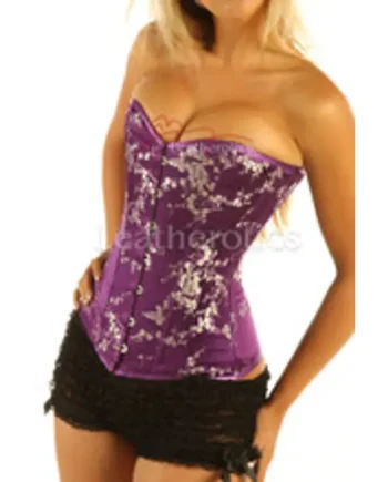 Back Lacing Steel Boned Corset Top Purple Cherry 1919DP