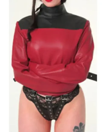 Red Black Leather Bondage Straitjacket