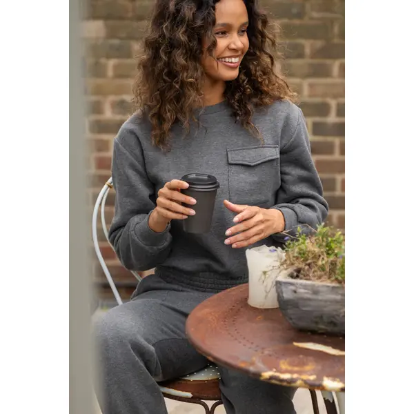 The Softest Off Duty Relaxed Pocket Sweatshirt - Charcoal