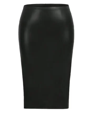 Split Hem PU Leather Pencil Skirt