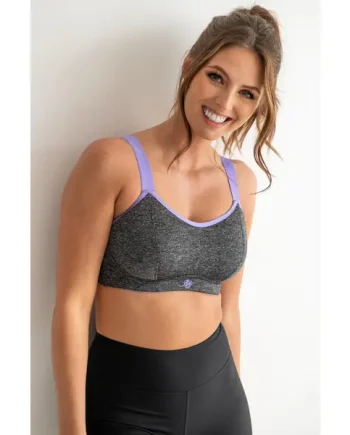 Energy Empower U/W Lightly Padded Convertible Sports Bra - Grey Marl/Purple