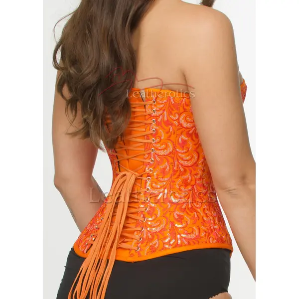 Embroidered Orange Corset Overbust