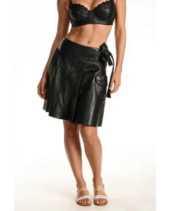 Full Grain Leather Skirt pleats