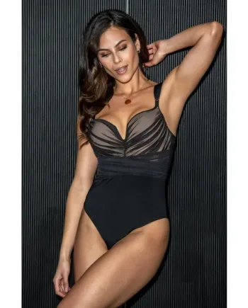 Ruched Mesh U Wire Padded Body - Black/Cosmetic