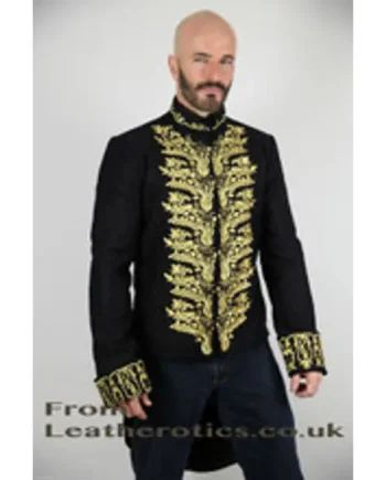 Men's Tail Coat Victorian Jacket Top Gold A2