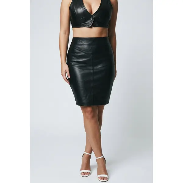 Real Leather Fetish Dominatrix Kinky Sexy Skirt Tight Fit 1310