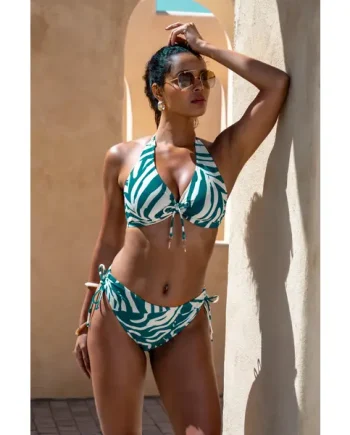 Madrid Adjustable Bikini Brief - Teal/White