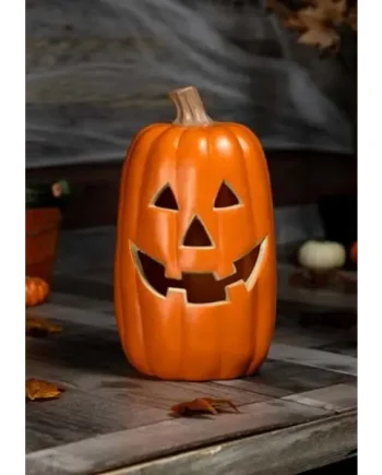 16-Inch Realistic Light Up Pumpkin Halloween Decoration