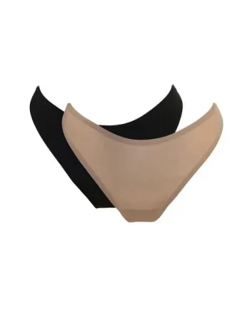 Bonded No VPL Thong 2 Pack - Black/Toffee
