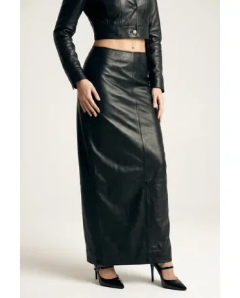 Luxury Real Leather Full Length Sexy Skirt BG15