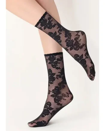 Oroblu Little Roses Floral Lace Ankle Highs