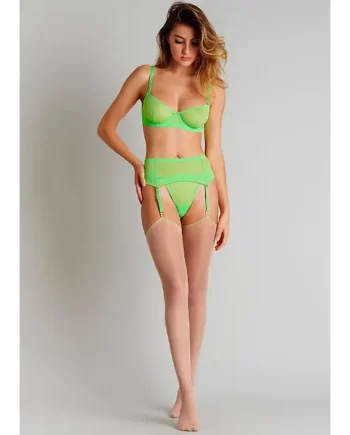 Maison Close Cut And Curled Nude Neon Green Backseamed Stockings