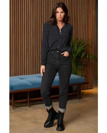 Aubrey Denim High Waist Mom Jeans - Black