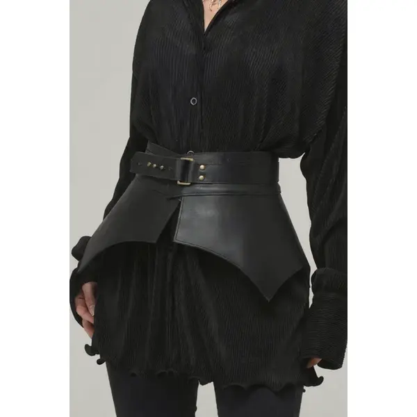 Adjustable Leather Obi Belt