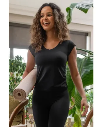 The Buttery Soft Moves With You Non-Wired Hidden Support T-Shirt - Black