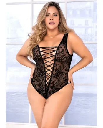 Mapale Sensual Lace Up Teddy Plus Size