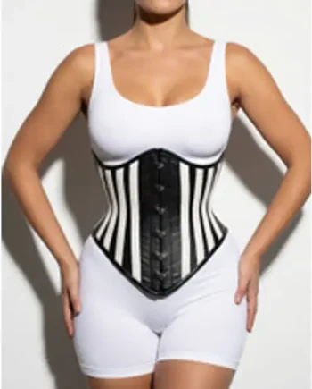 Underbust Leather Corset Black and White