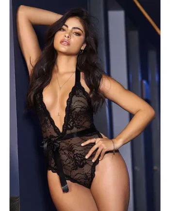 Mapale Plunge Front Peek-A-Boo Teddy