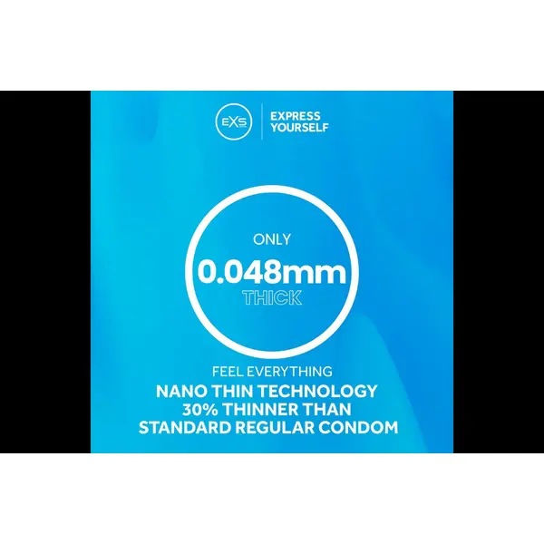 Packet of 3 EXS Nano Thin Condoms in box