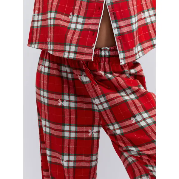 Bow check cotton pyjamas in a bag