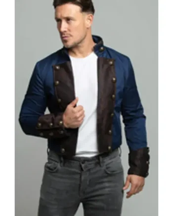 Short Cropped Vintage Blue Cotton Men's Jacket