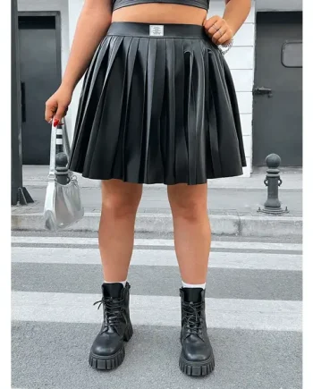Pu Leather Pleated Skirt