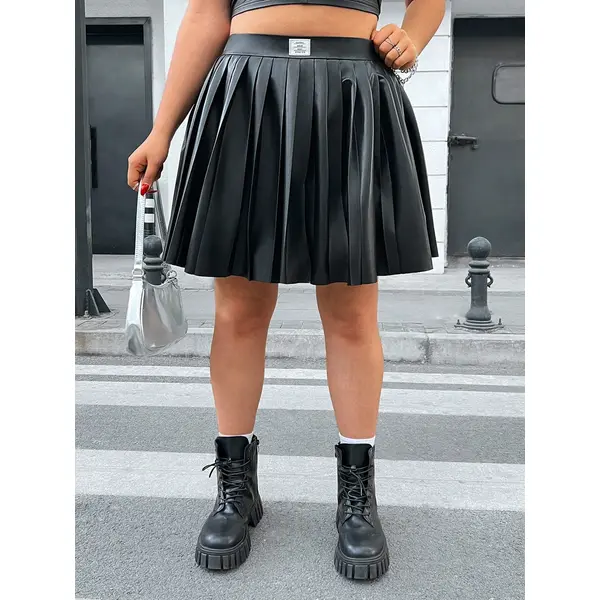 Pu Leather Pleated Skirt