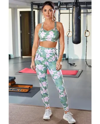 Energy Printed Full Length Sports Legging - Sage Floral