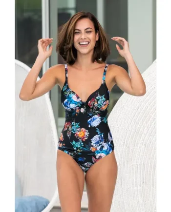 Lisbon Underwired Non-Padded Swimsuit - Black Floral