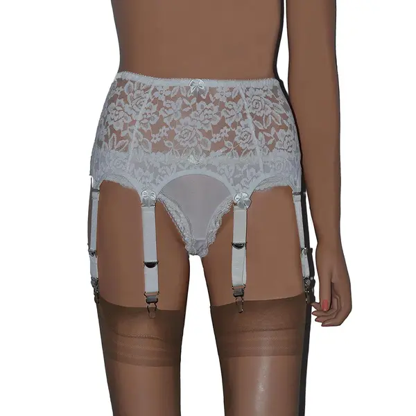 8 Strap Floral Lace Suspender Belt