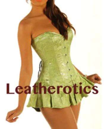 Corseted Skirt Satin OverBust Corset Green 1810G