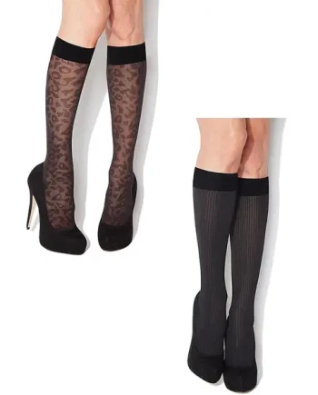 Charnos Animal and Rib Knee Highs 2 Pair Pack