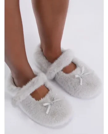 Fluffy ballet pump slippers