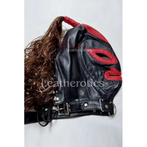 Red Black Bdsm Leather Slave Mask
