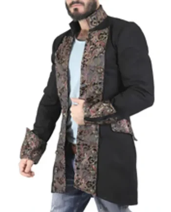 Black Military Cotton Fitted Vintage Style Jacket