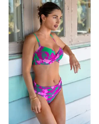 Free Spirit Fold Over Brief - Green Pink Flower