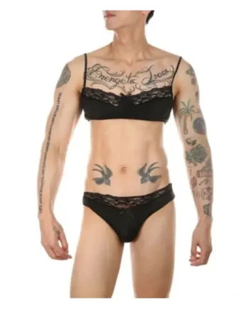 Men’s Black Bra & Knickers Set BKS1 (Extra Large)