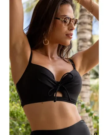 Maya Bay Padded Underwired Tie Bikini Top - Black