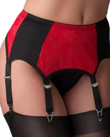 Red Lace Panel Suspender Belt