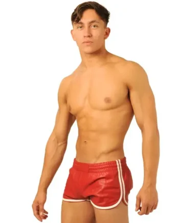 Fist Leather Shorts • Red - White