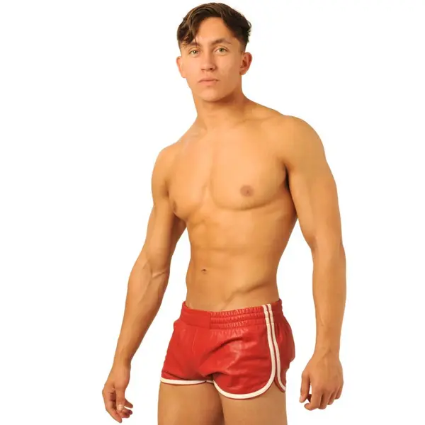 Fist Leather Shorts • Red - White