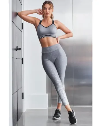 Energy 7/8 Metallic Print Legging - Grey/Silver